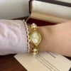 Classic Gold Oval Dial Round Link Bracelet Watch for Women
