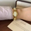 Classic Gold Oval Dial Round Link Bracelet Watch for Women
