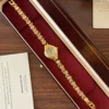 Elegant Gold Round Dial Slim Decorative Bracelet Watch for Women