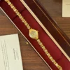 Elegant Gold Round Dial Slim Decorative Bracelet Watch for Women