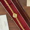 Elegant Gold Round Dial Slim Decorative Bracelet Watch for Women