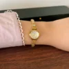 Elegant Gold Round Dial Slim Decorative Bracelet Watch for Women