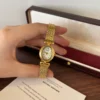 Classic Pale Round Dial Gold Mesh Bracelet Watch for Women