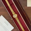 Classic Pale Round Dial Gold Mesh Bracelet Watch for Women