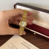 Classic Pale Round Dial Gold Mesh Bracelet Watch for Women