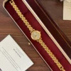 Classic Pale Round Dial Gold Double Chain Bracelet Watch for Women