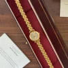 Classic Pale Round Dial Gold Double Chain Bracelet Watch for Women