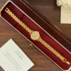 Classic Pale Round Dial Gold Double Chain Bracelet Watch for Women