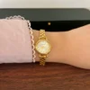 Classic Pale Round Dial Gold Double Chain Bracelet Watch for Women