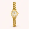 Classic Pale Round Dial Gold Double Chain Bracelet Watch for Women