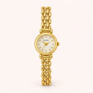831-main Classic Pale Round Dial Gold Double Chain Bracelet Watch for Women