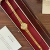 Classic Gold Round Dial Slim Patterned Bracelet Watch for Women