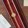 Classic Gold Round Dial Slim Patterned Bracelet Watch for Women