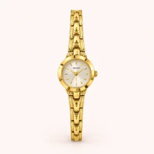 832-main Classic Gold Round Dial Slim Patterned Bracelet Watch for Women