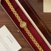 Classic Pale Oval Dial Gold Curved Link Bracelet Watch for Women