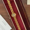 Classic Pale Oval Dial Gold Curved Link Bracelet Watch for Women