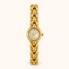 Classic Pale Oval Dial Gold Curved Link Bracelet Watch for Women