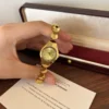 Classic Gold Round Dial Disc Link Bracelet Watch for Women