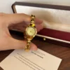 Classic Gold Round Dial Disc Link Bracelet Watch for Women