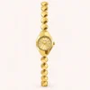 Classic Gold Round Dial Disc Link Bracelet Watch for Women