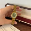Classic Green Round Dial Gold Multi Row Bracelet Watch for Women