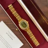 Classic Green Round Dial Gold Multi Row Bracelet Watch for Women