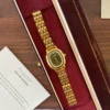 Classic Green Round Dial Gold Multi Row Bracelet Watch for Women