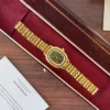 Classic Green Round Dial Gold Multi Row Bracelet Watch for Women