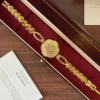 Elegant Gold Floral Dial Open Link Bracelet Watch for Women