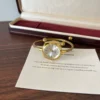 Elegant Pale Oval Dial Gold Open Cuff Watch for Women