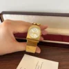 Classic Gold Round Dial Wide Cuff Watch for Women