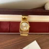 Classic Gold Round Dial Wide Cuff Watch for Women