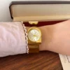 Classic Gold Round Dial Wide Cuff Watch for Women