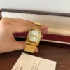 Classic Gold Round Dial Wide Cuff Watch for Women