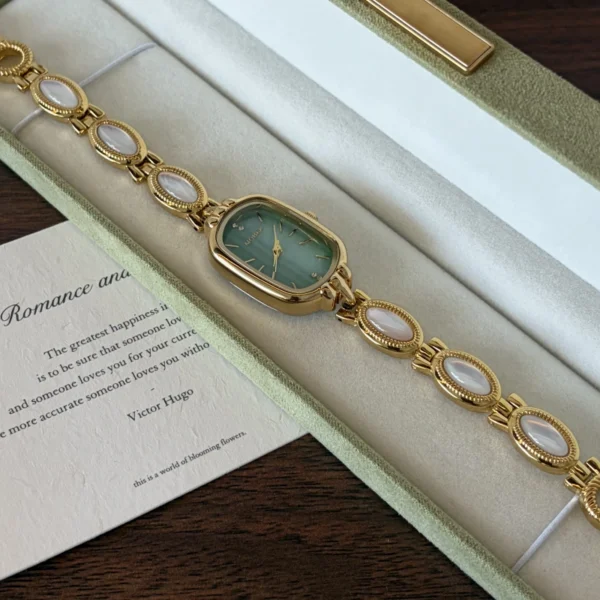 Custom Oval Mother of Pearl Dial & Mix-and-Match Gemstone Bracelet Watch for Women