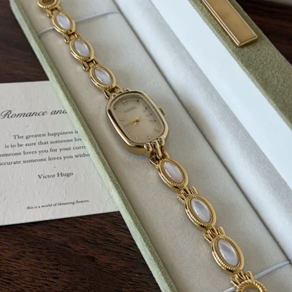Custom Oval Mother of Pearl Dial & Mix-and-Match Gemstone Bracelet Watch for Women