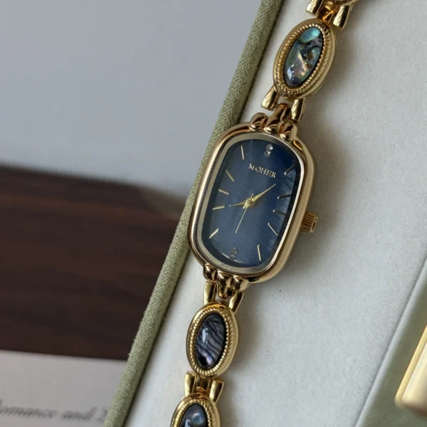 Custom Oval Mother of Pearl Dial & Mix-and-Match Gemstone Bracelet Watch for Women