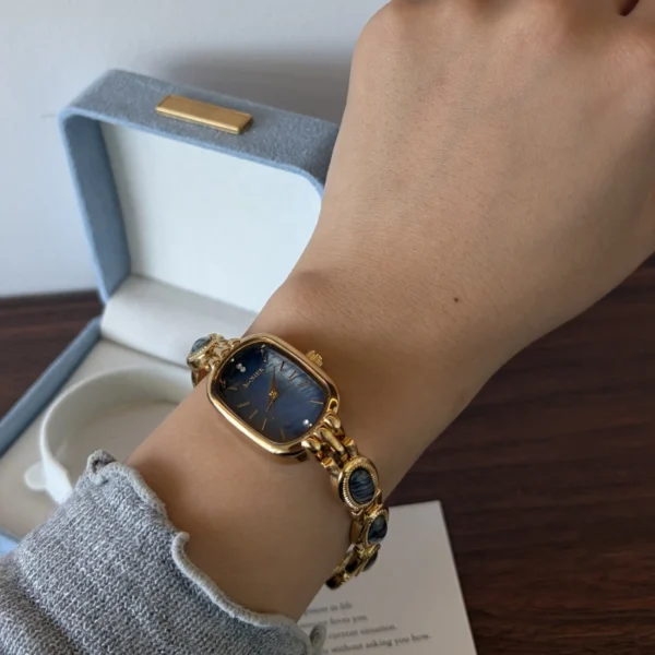 Custom Oval Mother of Pearl Dial & Mix-and-Match Gemstone Bracelet Watch for Women