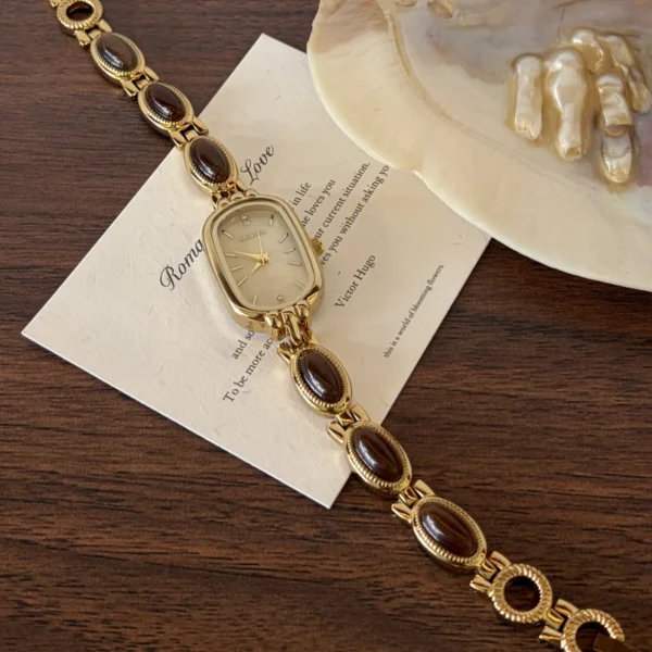 Custom Oval Mother of Pearl Dial & Mix-and-Match Gemstone Bracelet Watch for Women
