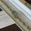 Custom Oval Mother of Pearl Dial & Mix-and-Match Gemstone Bracelet Watch for Women