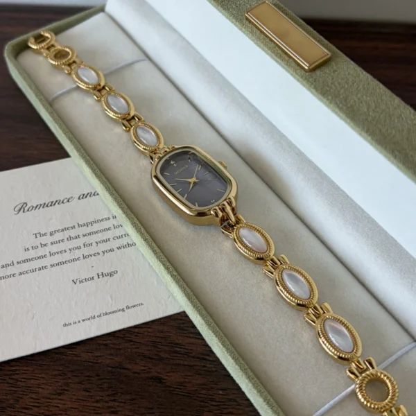 Custom Oval Mother of Pearl Dial & Mix-and-Match Gemstone Bracelet Watch for Women