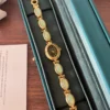 Dainty Gold Oval Green Jade Bracelet Watch for Women