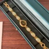 Dainty Gold Oval Green Jade Bracelet Watch for Women
